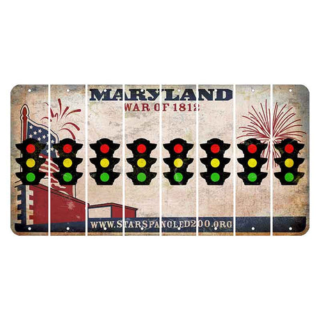 Maryland War of 1812 Cut License Plate Strips (Set of 8) Traffic Light