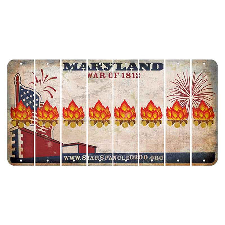 Maryland War of 1812 Cut License Plate Strips (Set of 8) Campfire