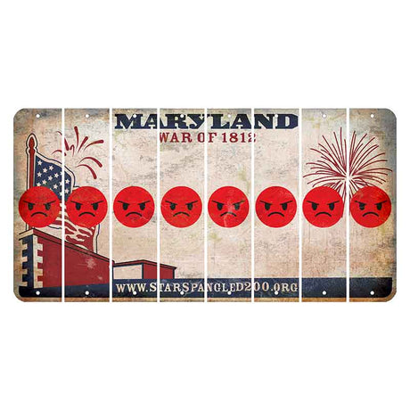 Maryland War of 1812 Cut License Plate Strips (Set of 8) Emoji - Angry