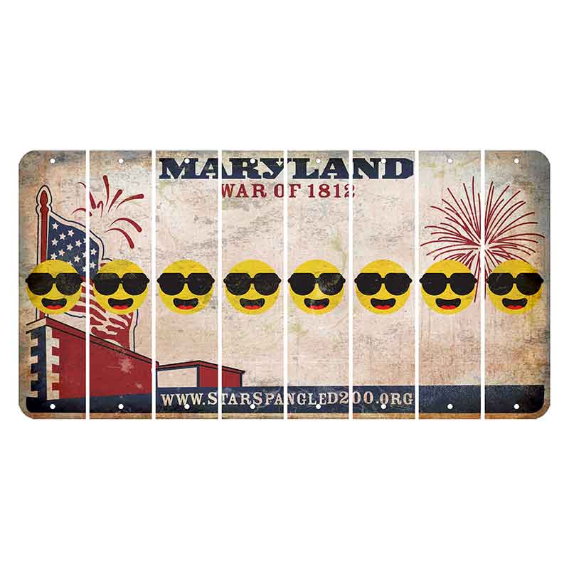 Maryland War of 1812 Cut License Plate Strips (Set of 8) Emoji - Shades