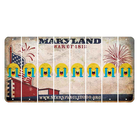 Maryland War of 1812 Cut License Plate Strips (Set of 8) Emoji - Crying