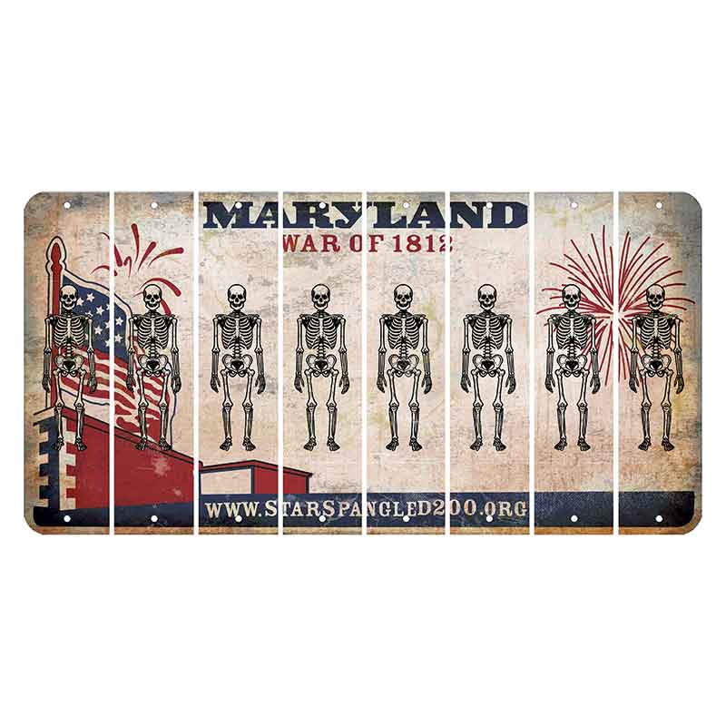 Maryland War of 1812 Cut License Plate Strips (Set of 8) Skeleton