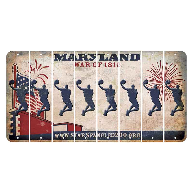 Maryland War of 1812 Cut License Plate Strips (Set of 8) Basketball Player