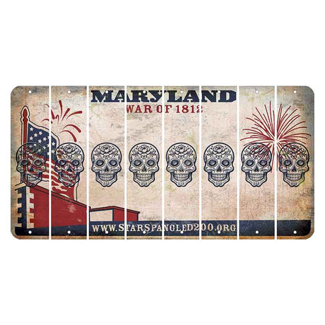 Maryland War of 1812 Cut License Plate Strips (Set of 8) Sugar Skull