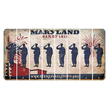 Maryland War of 1812 Cut License Plate Strips (Set of 8) Soldier - Saluting