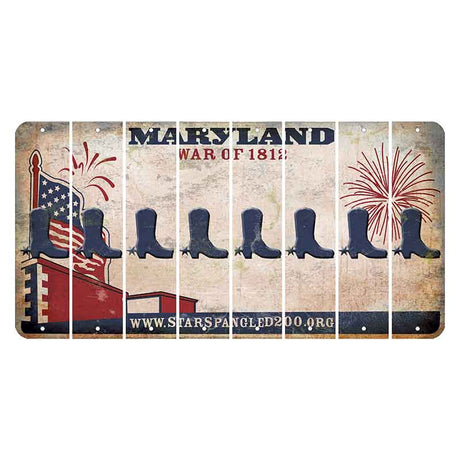 Maryland War of 1812 Cut License Plate Strips (Set of 8) Cowboy Boot