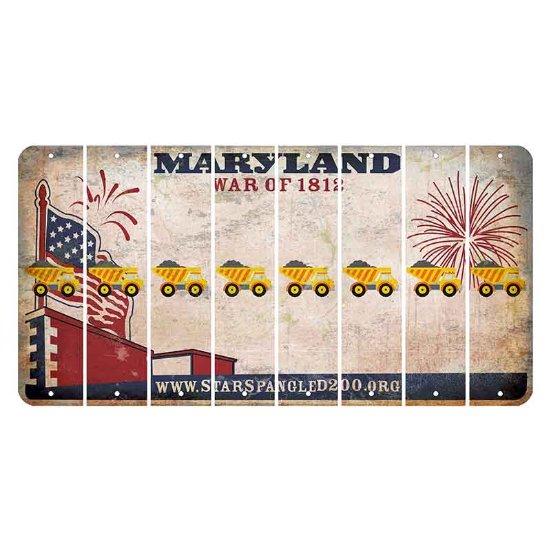 Maryland War of 1812 Cut License Plate Strips (Set of 8) Dump Truck