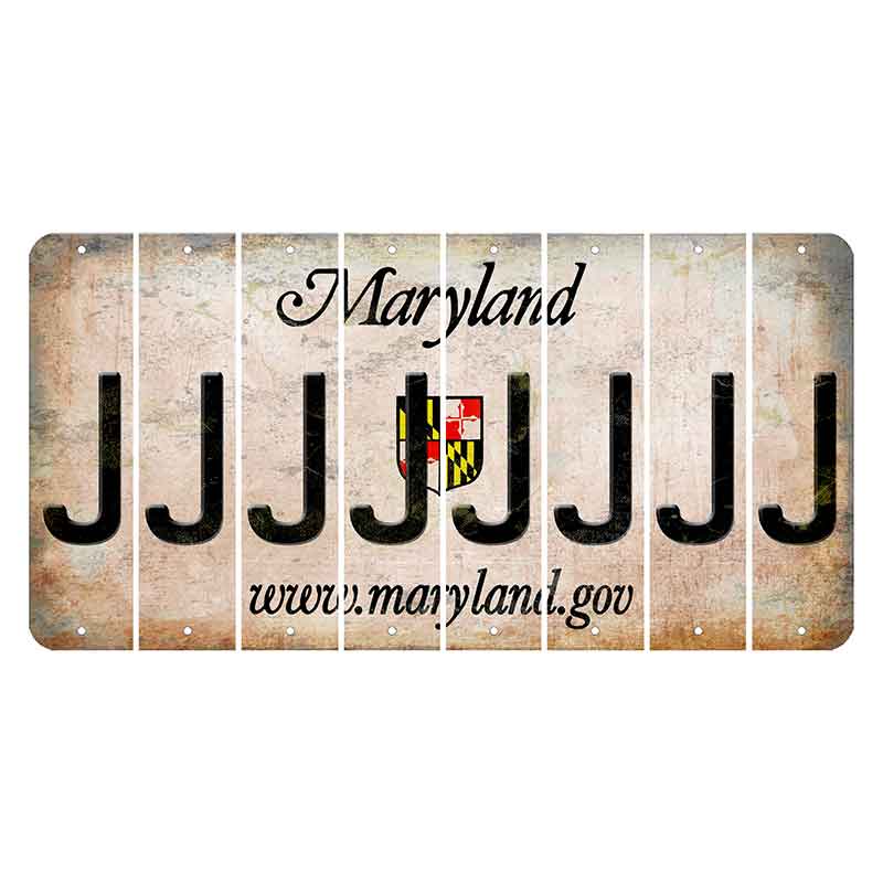 Maryland Shield Cut License Plate Strips (Set of 8) J