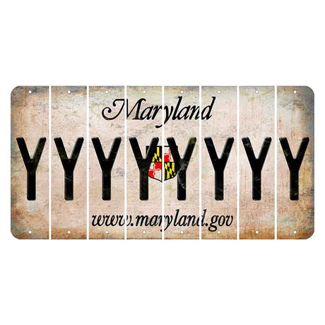 Maryland Shield Cut License Plate Strips (Set of 8) Y