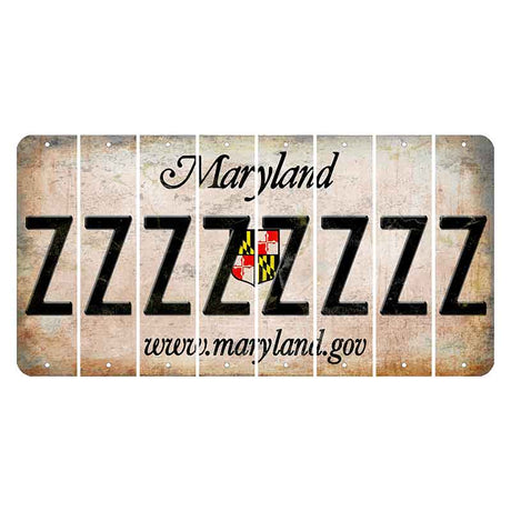 Maryland Shield Cut License Plate Strips (Set of 8) Z