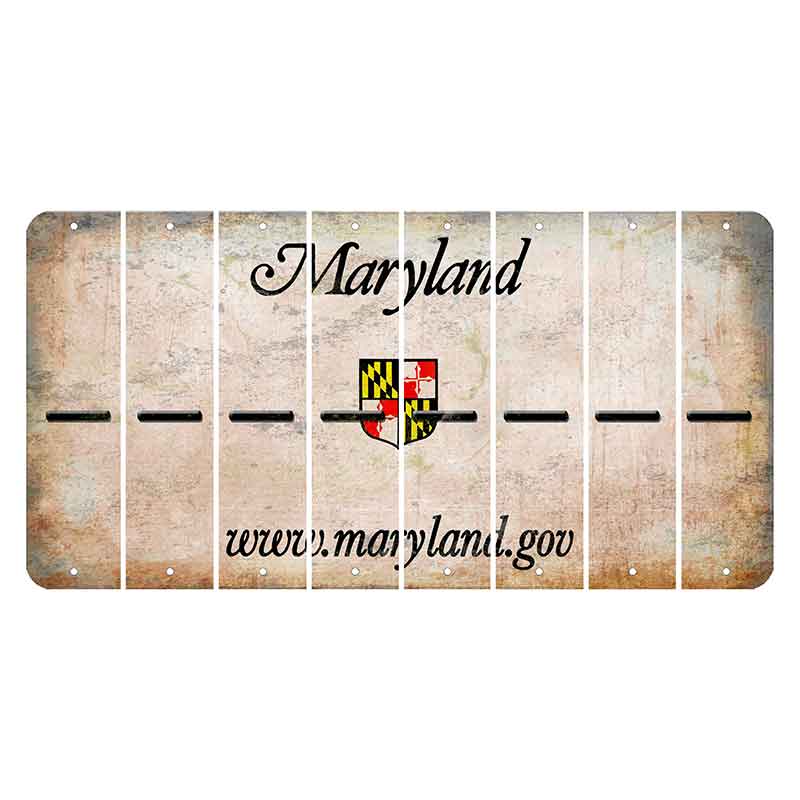 Maryland Shield Cut License Plate Strips (Set of 8) Hyphen