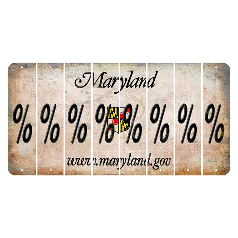 Maryland Shield Cut License Plate Strips (Set of 8) Percent Sign