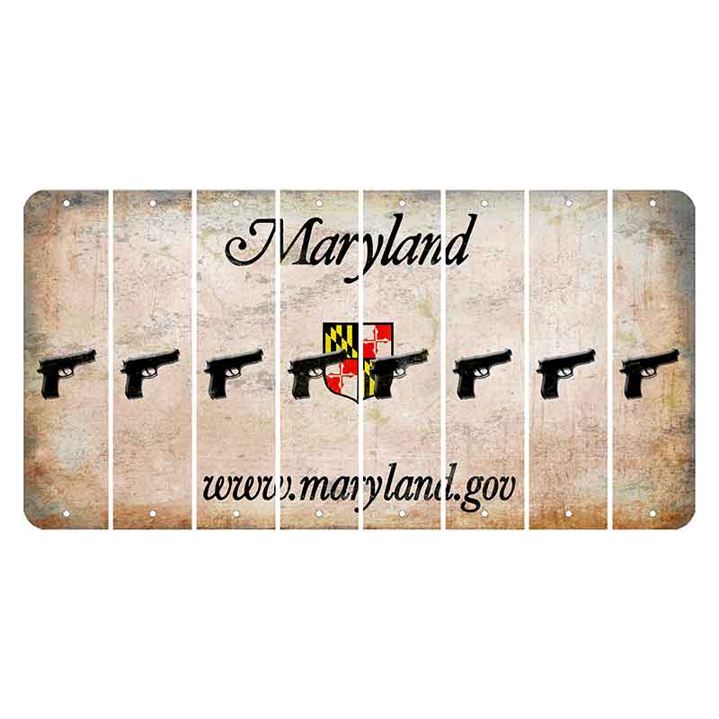 Maryland Shield Cut License Plate Strips (Set of 8) Handgun