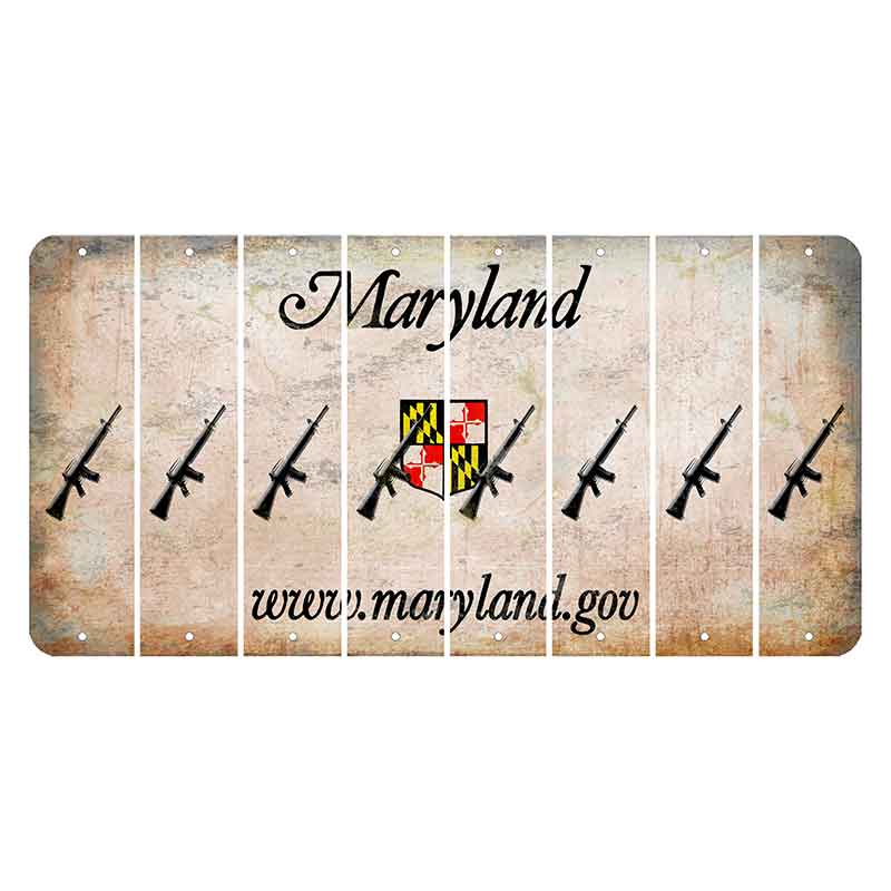 Maryland Shield Cut License Plate Strips (Set of 8) Rifle