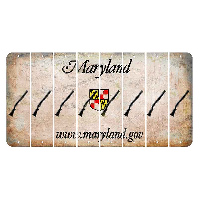 Maryland Shield Cut License Plate Strips (Set of 8) Shotgun