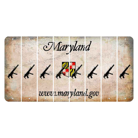 Maryland Shield Cut License Plate Strips (Set of 8) Submachine Gun