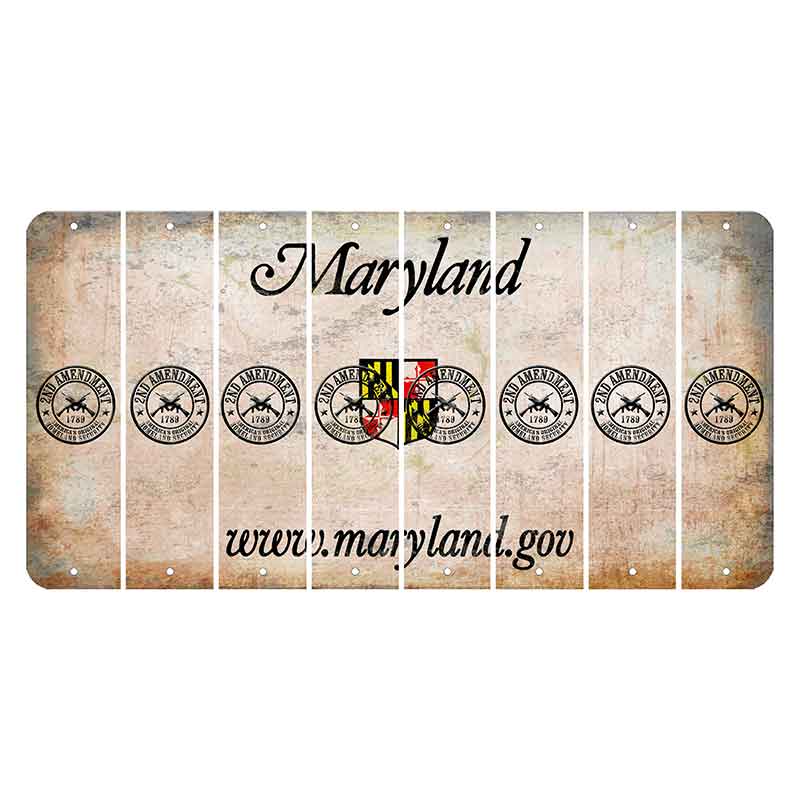 Maryland Shield Cut License Plate Strips (Set of 8) 2nd Amendment