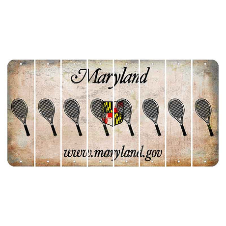 Maryland Shield Cut License Plate Strips (Set of 8) Tennis Racket