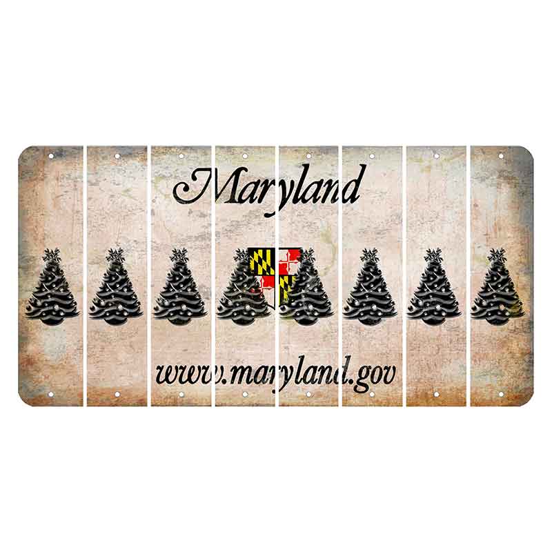 Maryland Shield Cut License Plate Strips (Set of 8) Christmas Tree