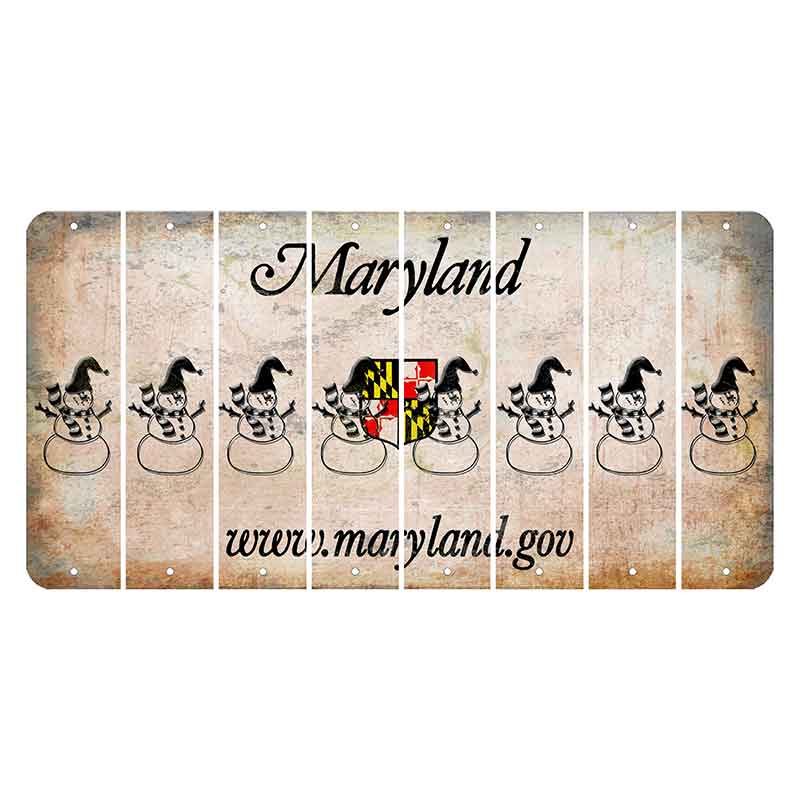 Maryland Shield Cut License Plate Strips (Set of 8) Snowman