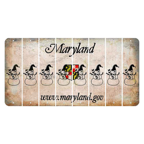 Maryland Shield Cut License Plate Strips (Set of 8) Snowman