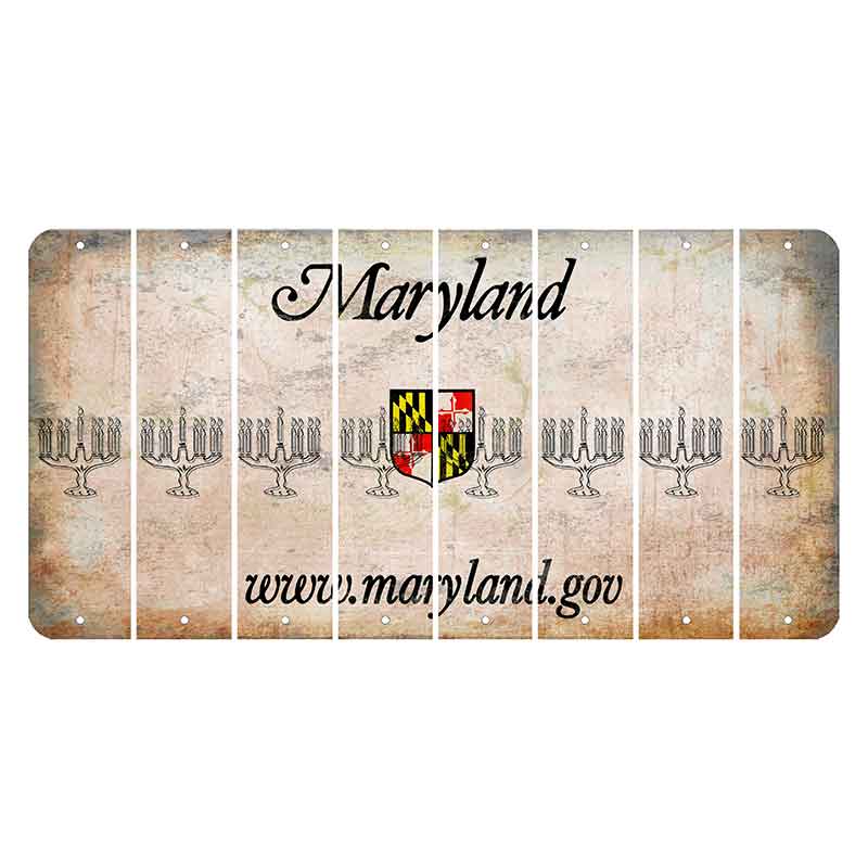 Maryland Shield Cut License Plate Strips (Set of 8) Menorah