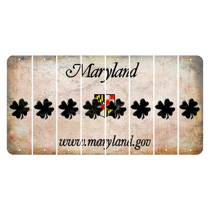 Maryland Shield Cut License Plate Strips (Set of 8) Shamrock