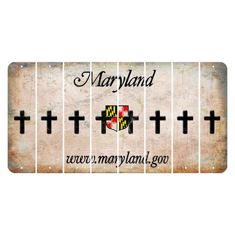 Maryland Shield Cut License Plate Strips (Set of 8) Cross