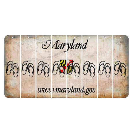 Maryland Shield Cut License Plate Strips (Set of 8) Flip Flops