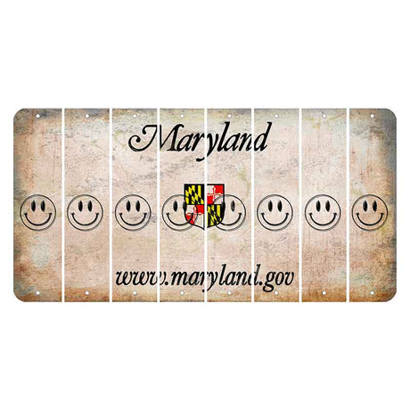 Maryland Shield Cut License Plate Strips (Set of 8) Smiley Face