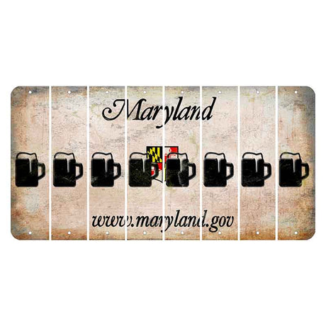 Maryland Shield Cut License Plate Strips (Set of 8) Beer Mug