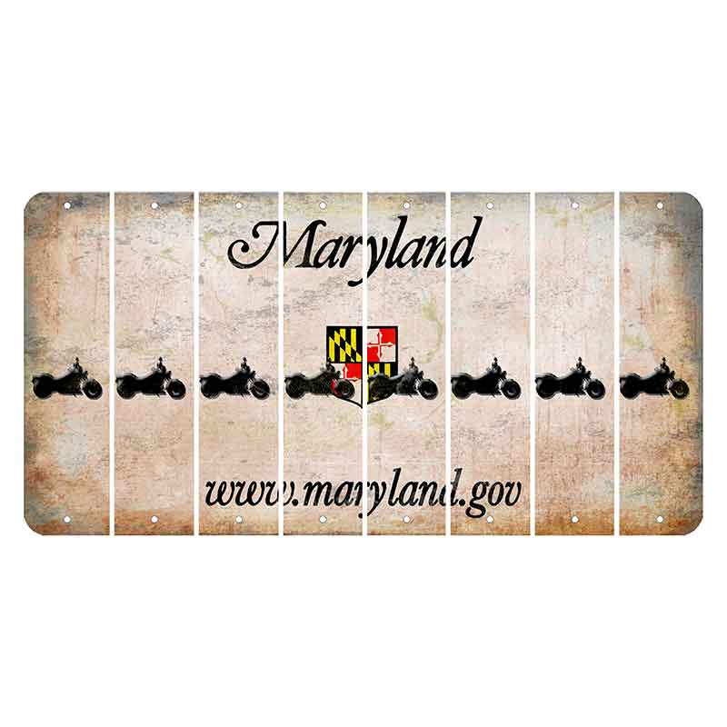 Maryland Shield Cut License Plate Strips (Set of 8) Motorcycle