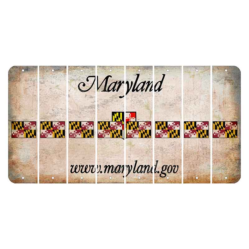 Maryland Shield Cut License Plate Strips (Set of 8) State Flag