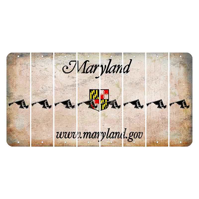 Maryland Shield Cut License Plate Strips (Set of 8) State Silhouette