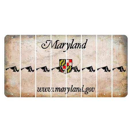 Maryland Shield Cut License Plate Strips (Set of 8) State Silhouette