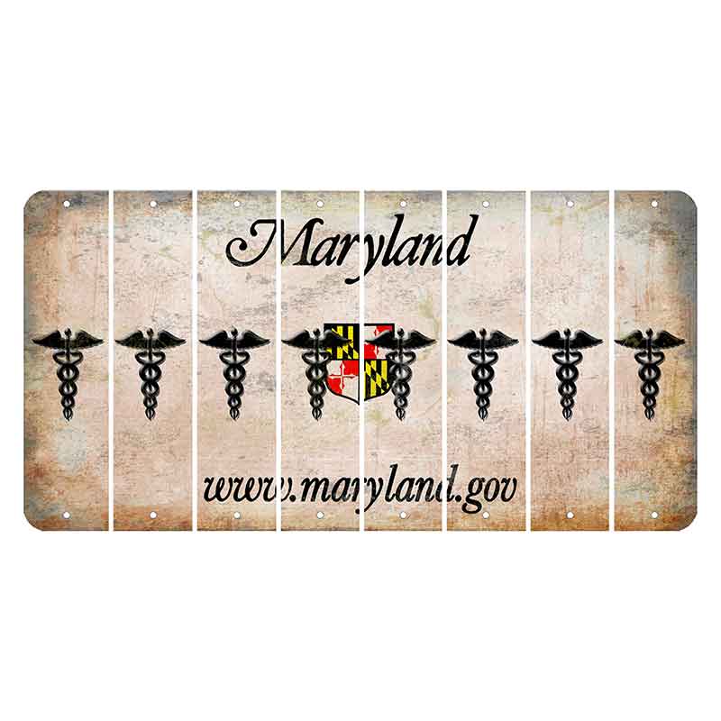 Maryland Shield Cut License Plate Strips (Set of 8) Caduceus