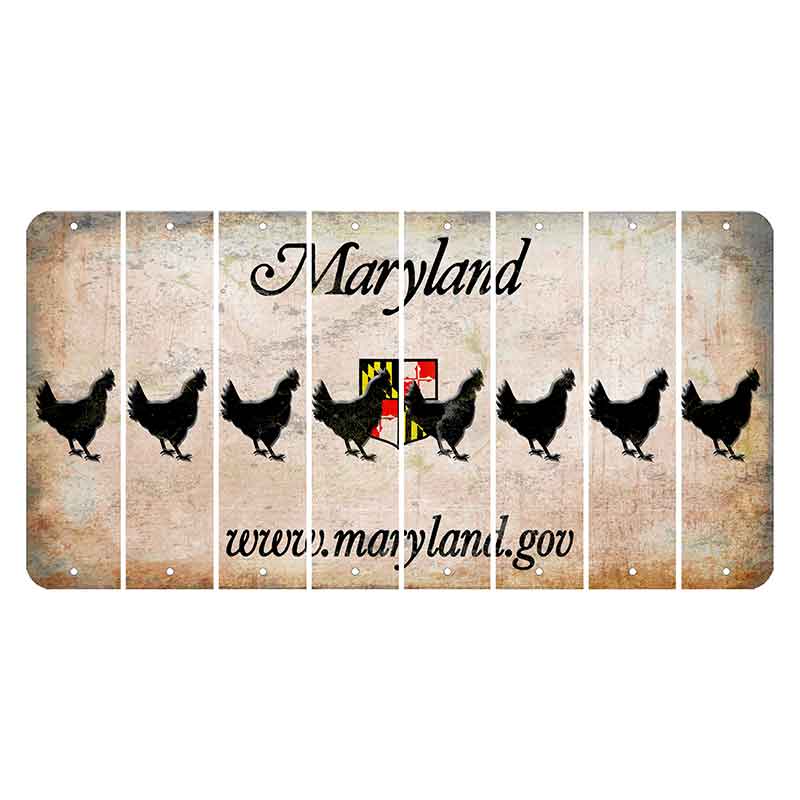 Maryland Shield Cut License Plate Strips (Set of 8) Chicken