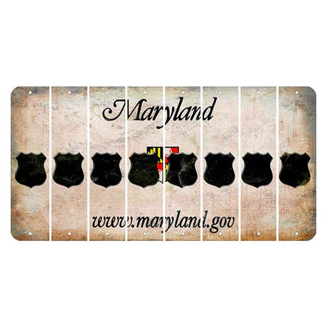 Maryland Shield Cut License Plate Strips (Set of 8) Police Badge