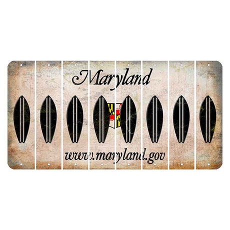 Maryland Shield Cut License Plate Strips (Set of 8) Surfboard