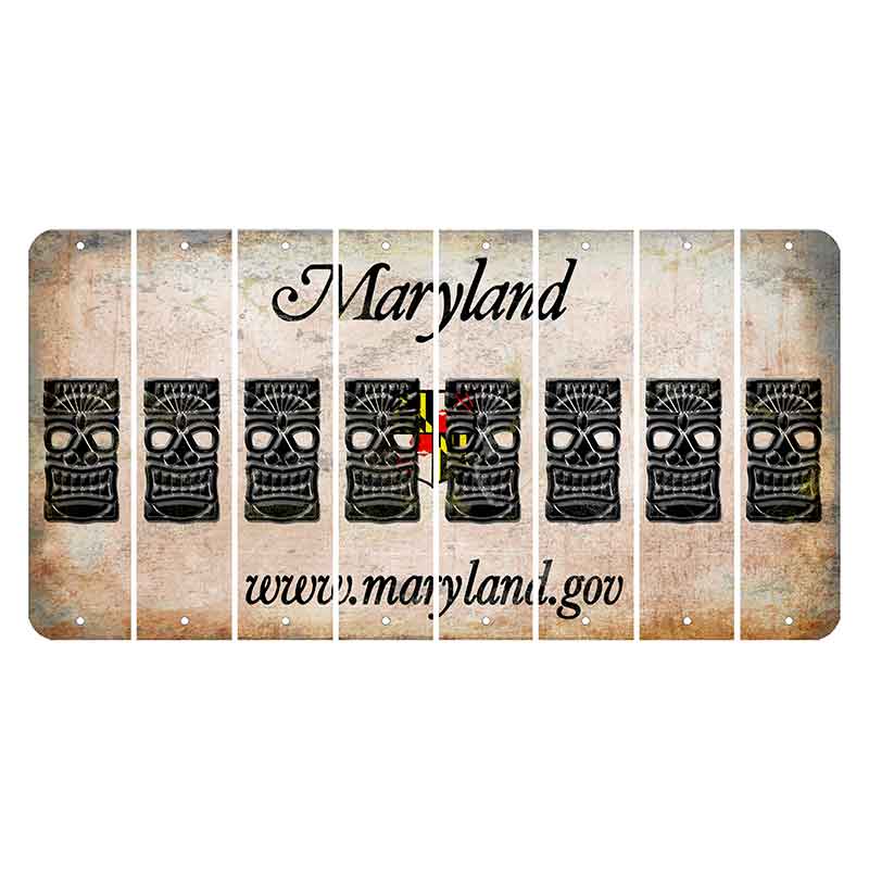 Maryland Shield Cut License Plate Strips (Set of 8) Tiki