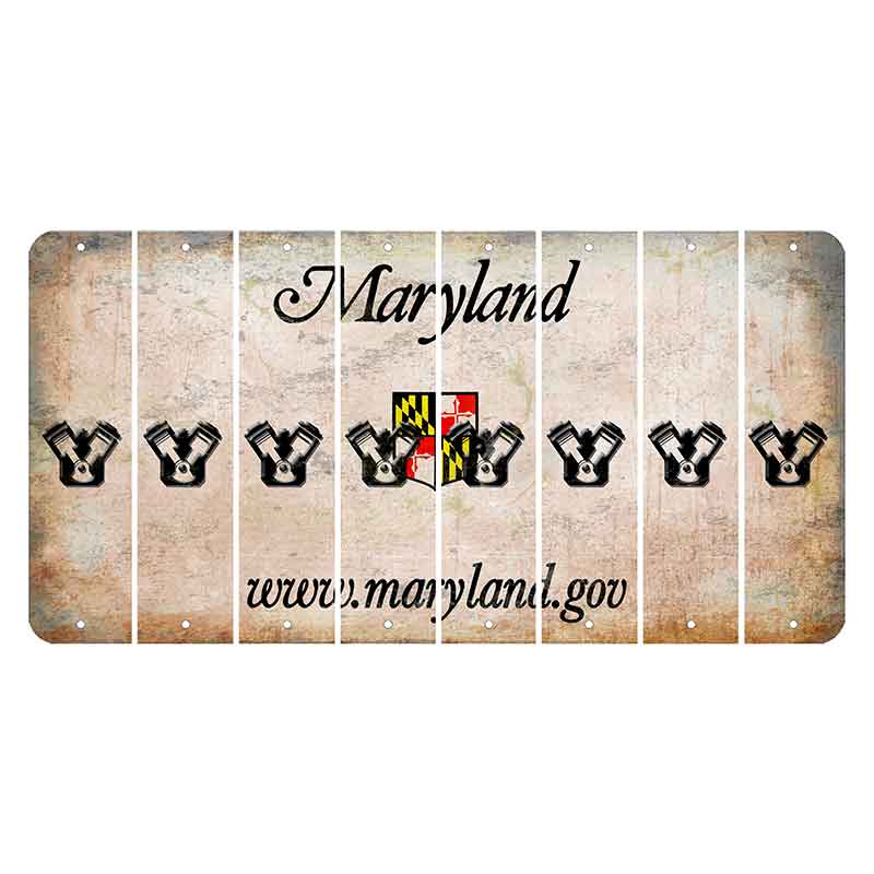 Maryland Shield Cut License Plate Strips (Set of 8) Engine