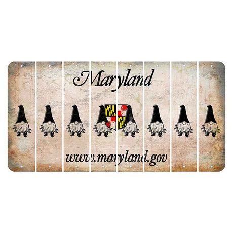 Maryland Shield Cut License Plate Strips (Set of 8) Gnome