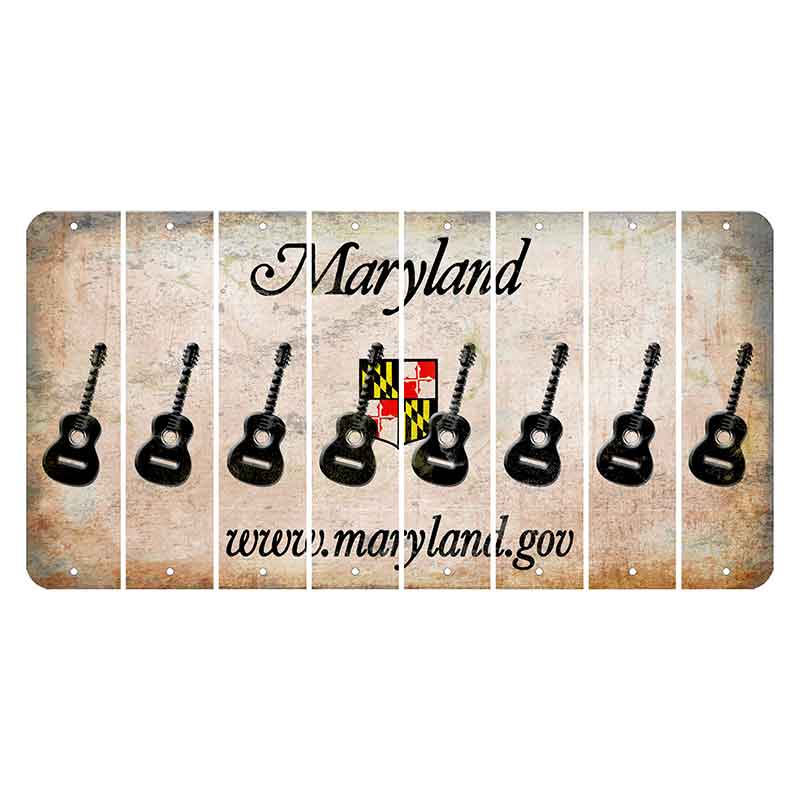 Maryland Shield Cut License Plate Strips (Set of 8) Guitar