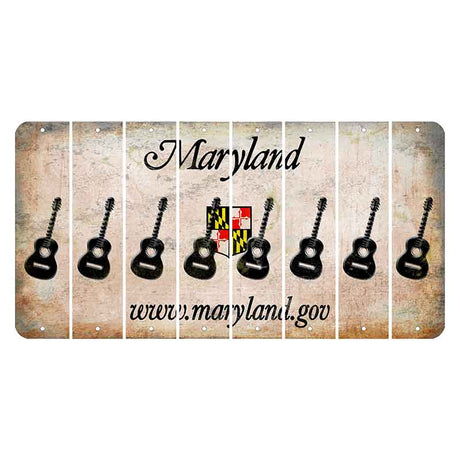 Maryland Shield Cut License Plate Strips (Set of 8) Guitar