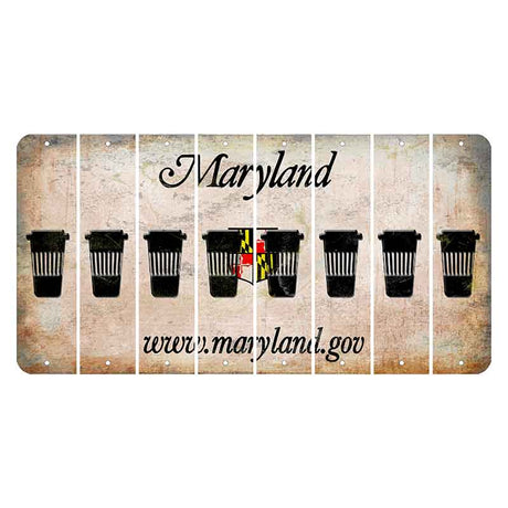 Maryland Shield Cut License Plate Strips (Set of 8) Latte