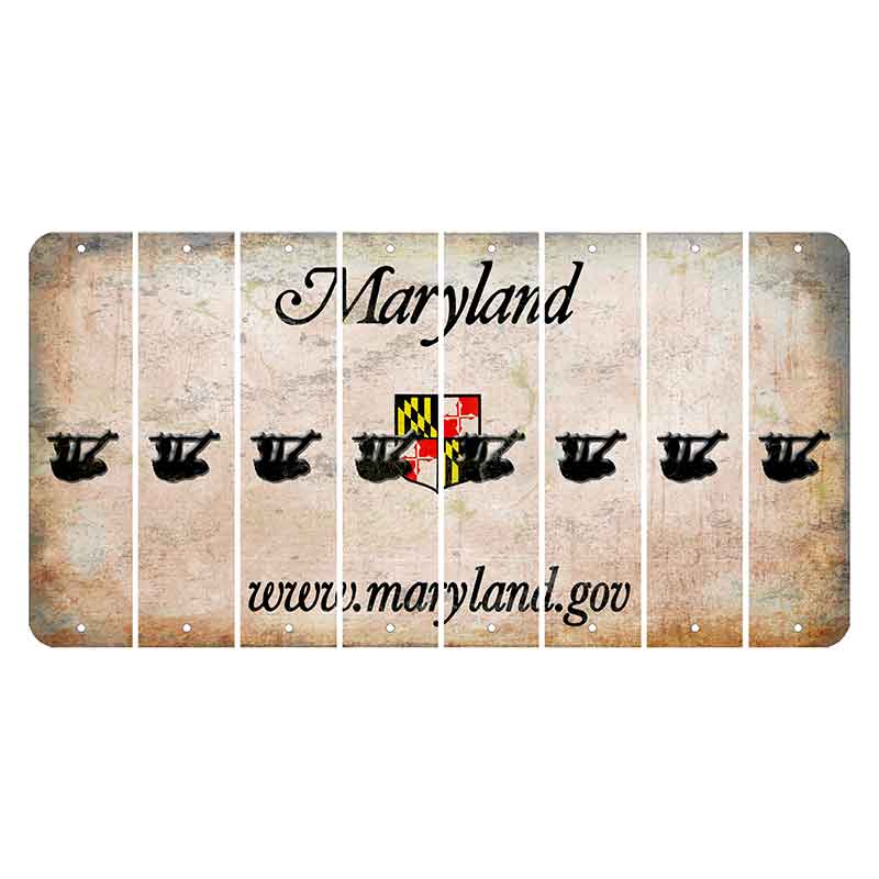 Maryland Shield Cut License Plate Strips (Set of 8) Sloth