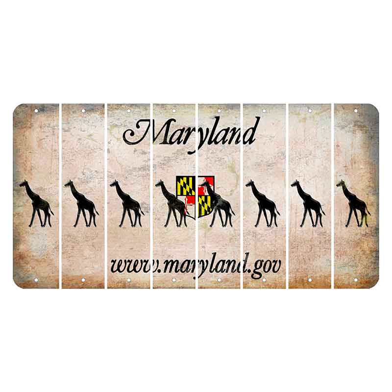 Maryland Shield Cut License Plate Strips (Set of 8) Giraffe