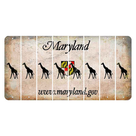 Maryland Shield Cut License Plate Strips (Set of 8) Giraffe