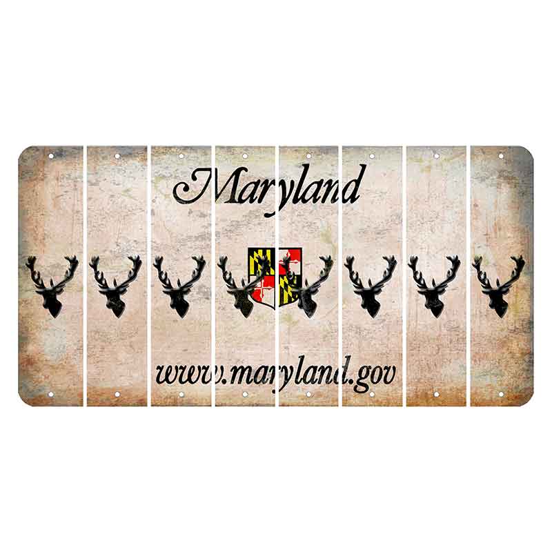 Maryland Shield Cut License Plate Strips (Set of 8) Elk