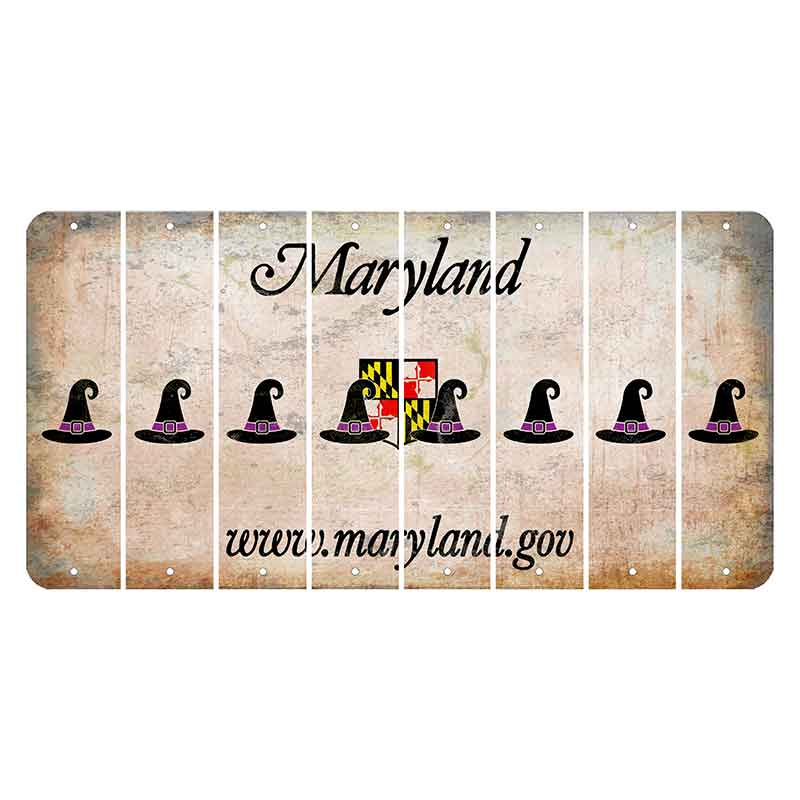 Maryland Shield Cut License Plate Strips (Set of 8) Witches Hat